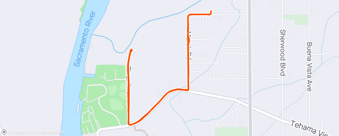 Map of the activity, Taper run to the park with dogs + pickups