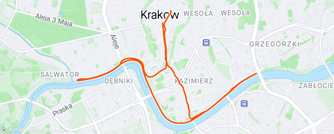Map of the activity, Krakow Izy Pizy