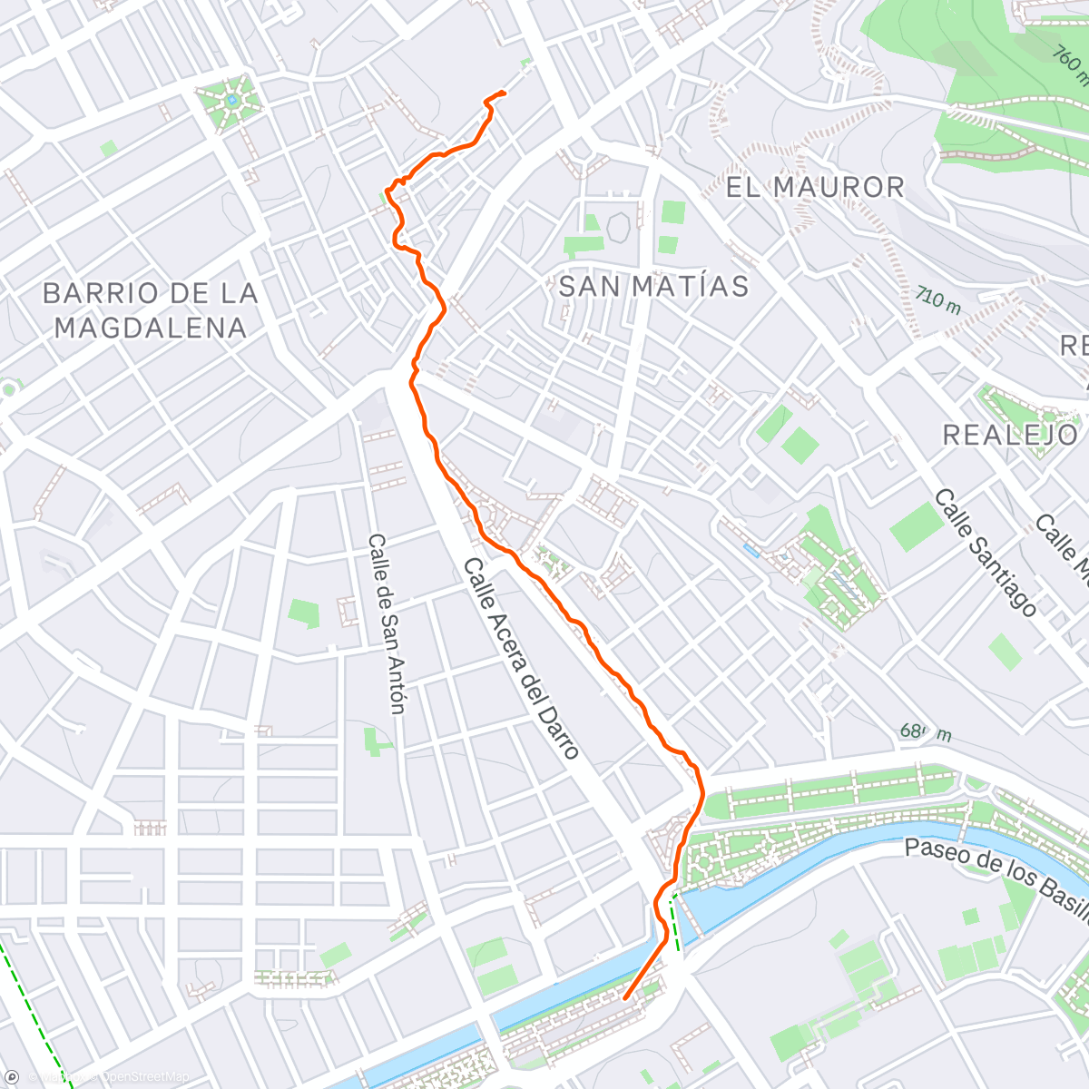 Map of the activity, Evening Walk