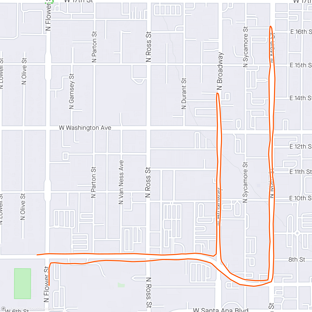 Mapa da atividade, Santa Ana 5K