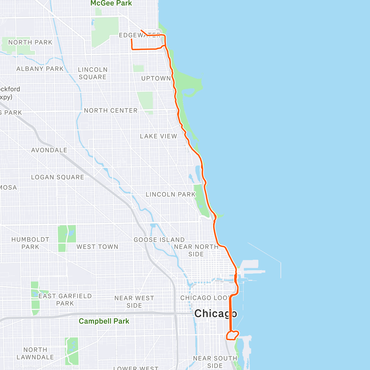 Map of the activity, Evening Run