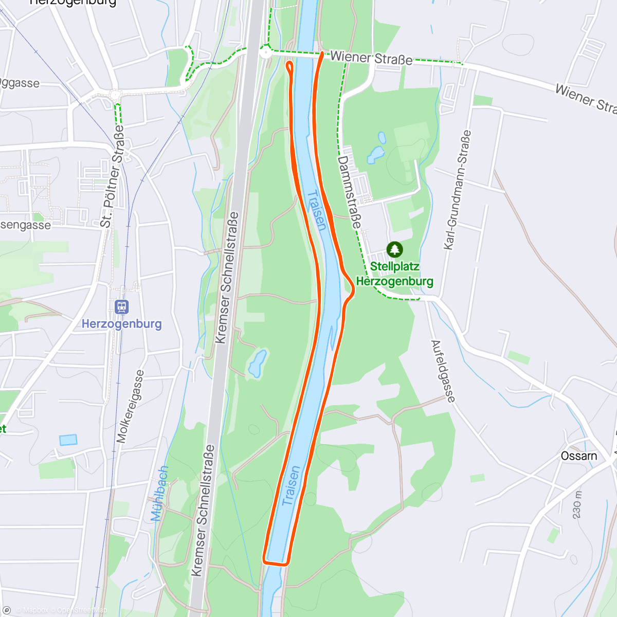 Karte der Aktivität „Herzogenburg Marathon with 3:10:03 official time”