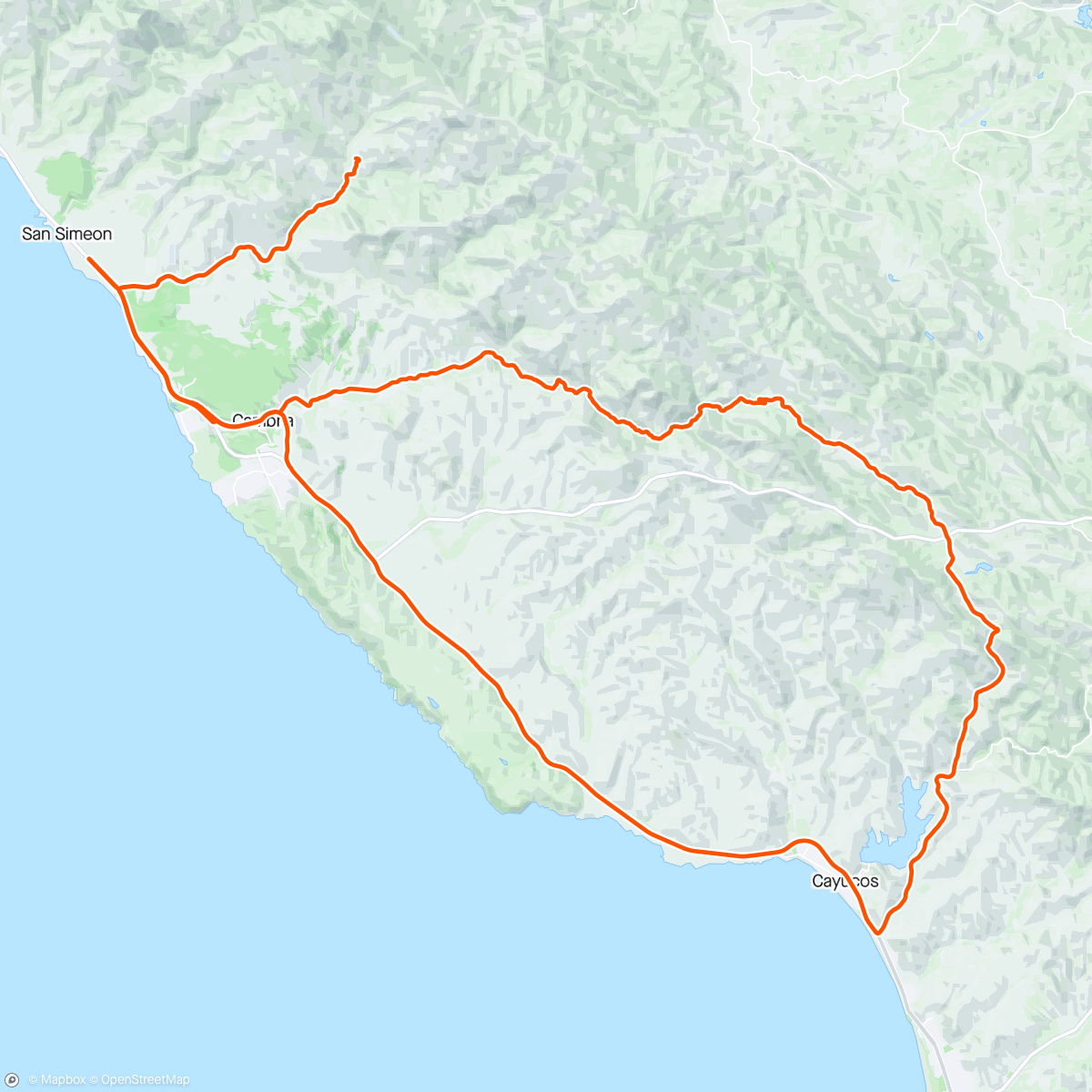 Mapa da atividade, Into the hills of the Central Coast