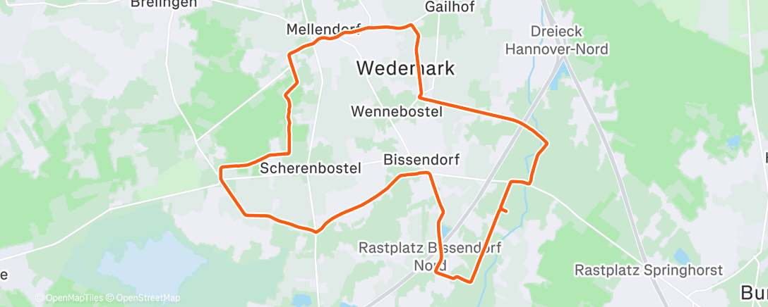 Map of the activity, Gravel-Fahrt am Nachmittag