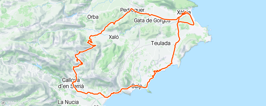 Mapa da atividade, Calpe + Tarbena + Alcalalí