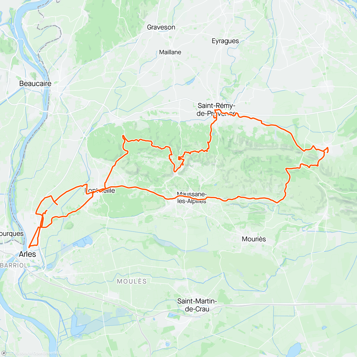 Mapa de la actividad (Tour gravel des Alpilles… avorté 😕)