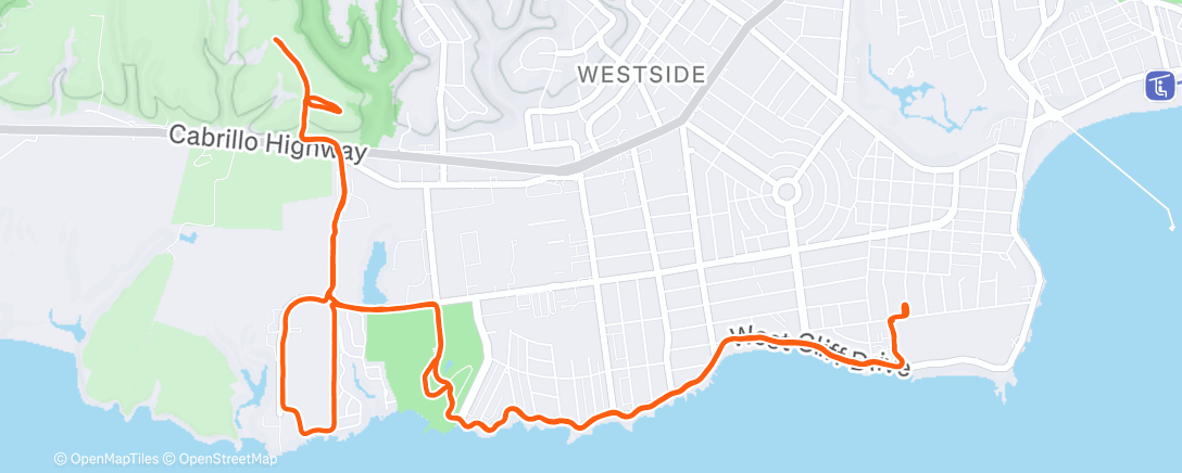Map of the activity, Afternoon Run