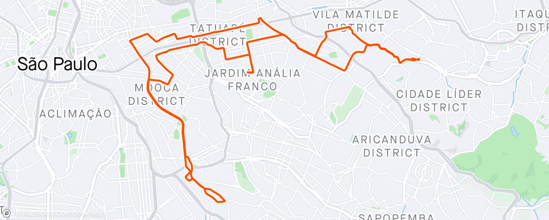 Mappa dell'attività Academia e bike runner de terça-feira.