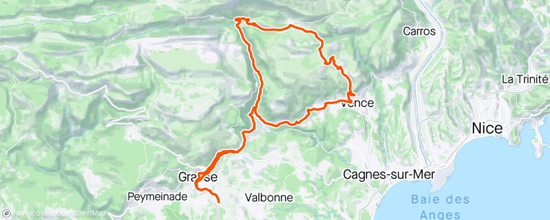 Map of the activity, Col de Vence tranquille, du vent.
