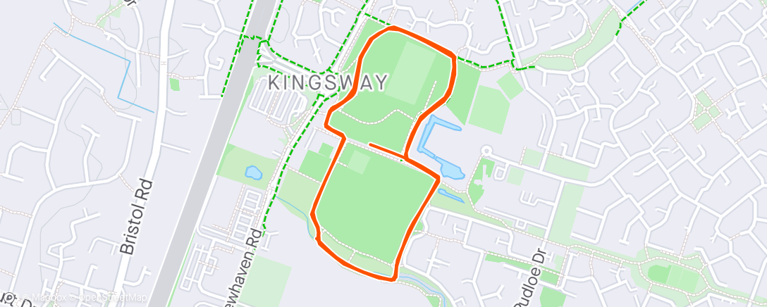 Map of the activity, Kingsway (1st) parkrun (188th) Official time 30:36