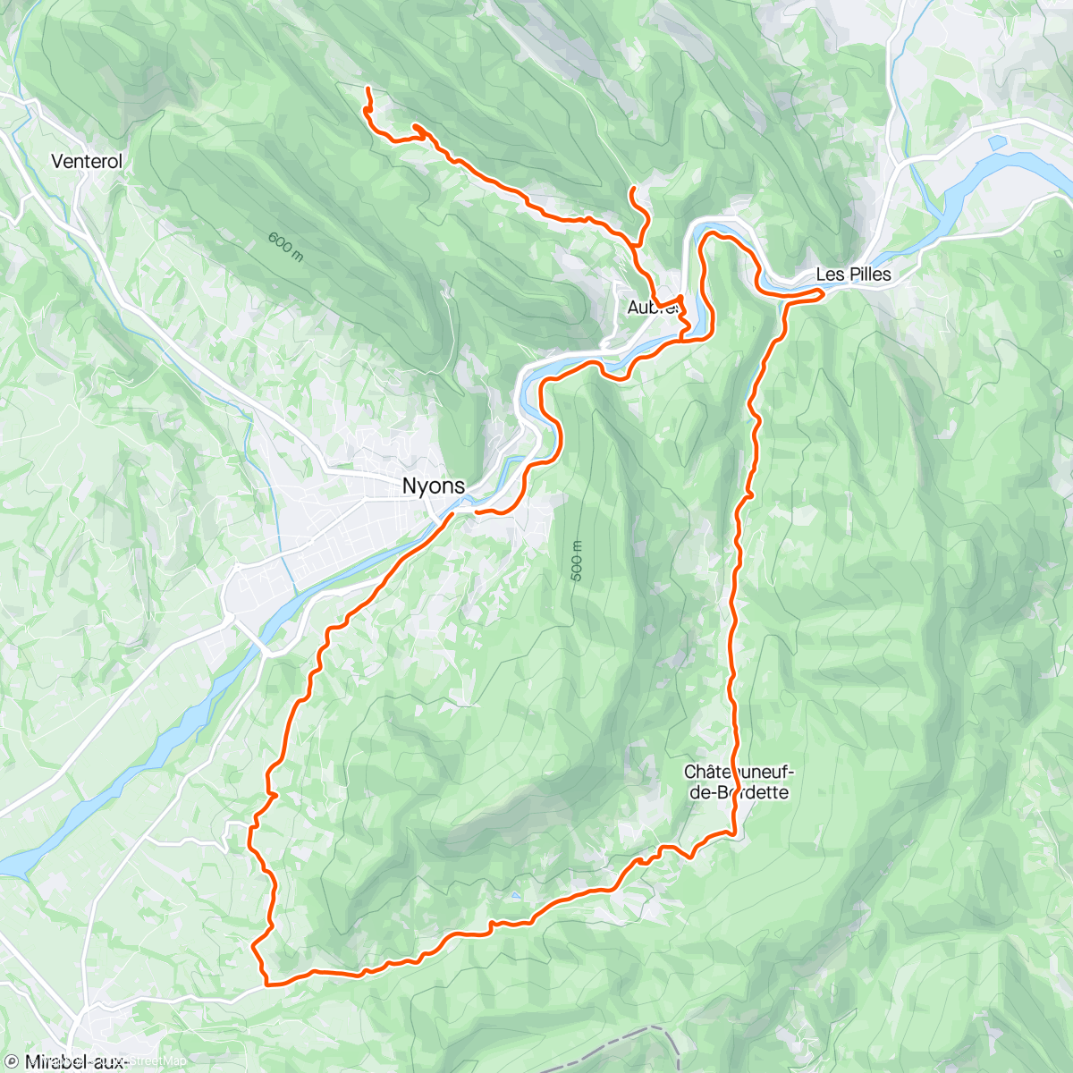 Karte der Aktivität „La Grande Serrie & Chateauneuf de Bordette”