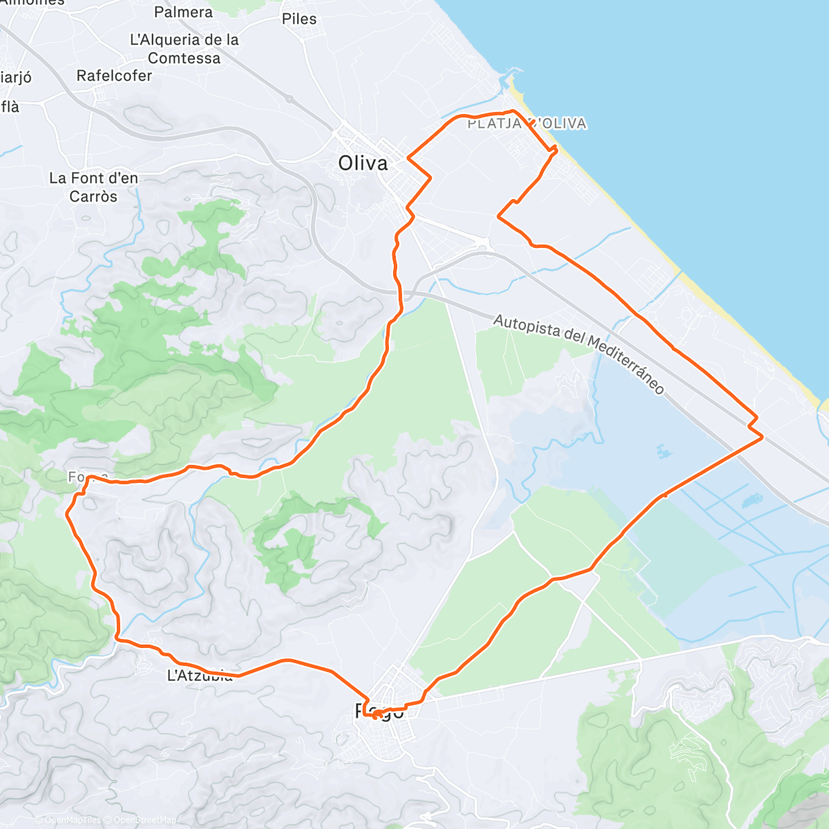 Map of the activity, Afternoon Ride