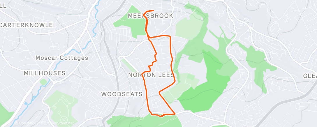 Map of the activity, Afternoon Run