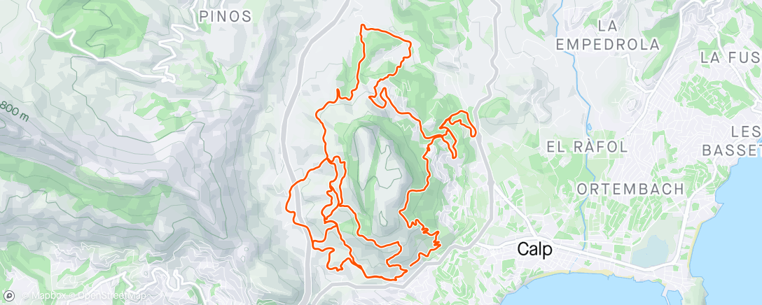 Mapa da atividade, Serra d'Oltà, Calp