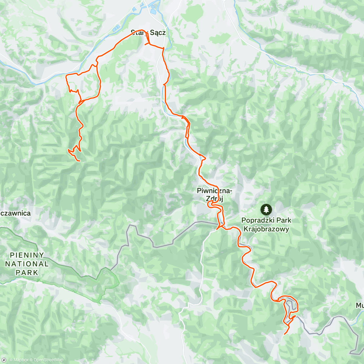 Map of the activity, Malý Lipník - Stary Sącz - Przehyba a späť