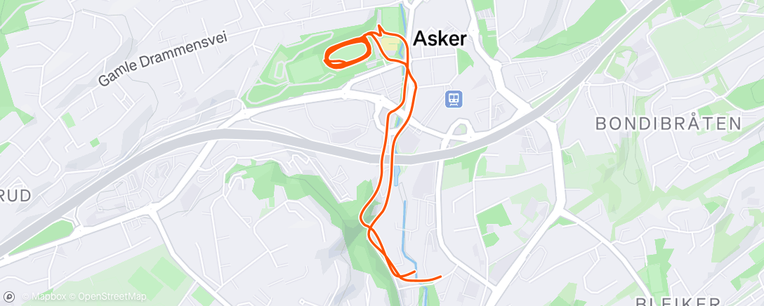 Map of the activity, Asker BIL intervaller