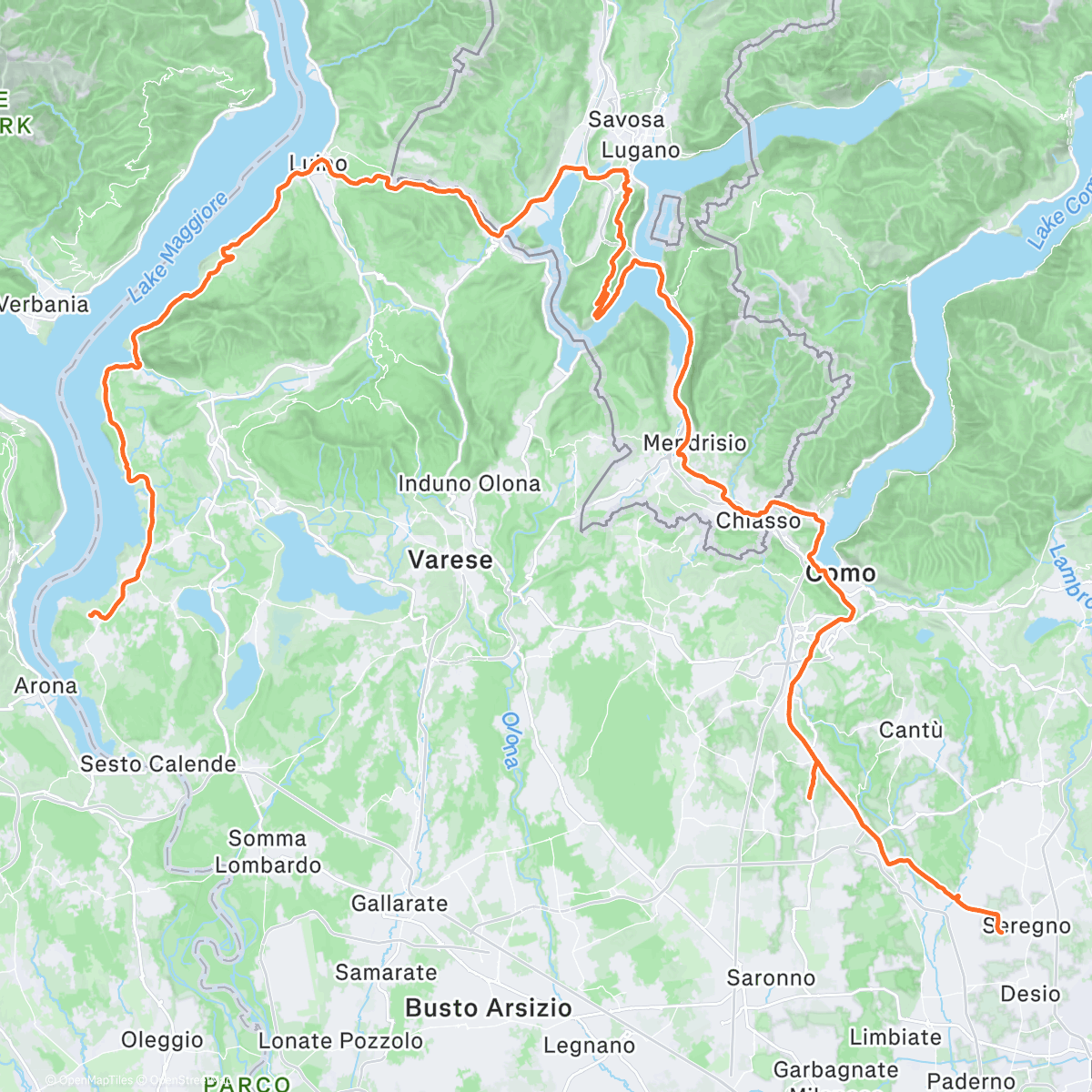 Map of the activity, Carona - Ranco