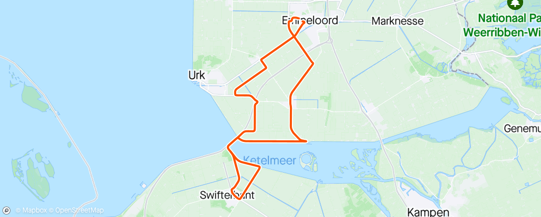 Map of the activity, #12 - Maandagmiddag/Avond Rit - Rondje Swifterbant