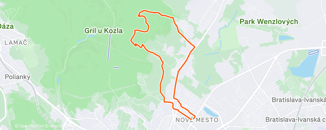 Map of the activity, (352) vinohrady - tri duby - koziarka - ahoj