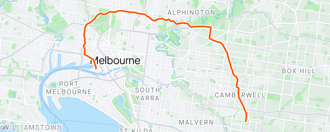 Map of the activity, Commute home via Belford Rd