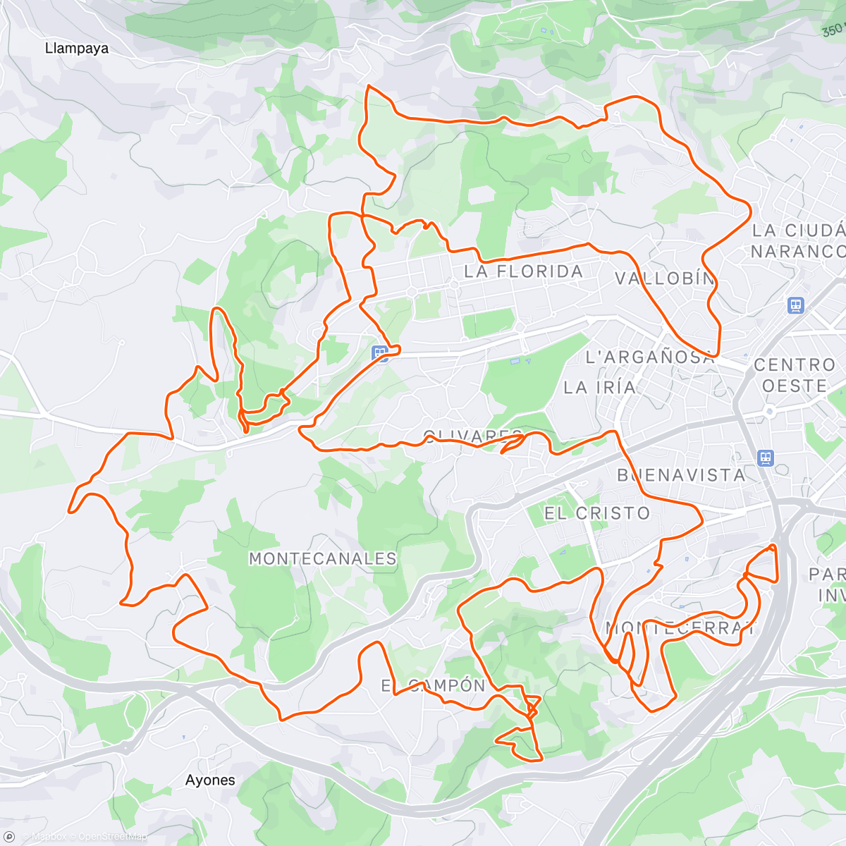 Map of the activity, MTB