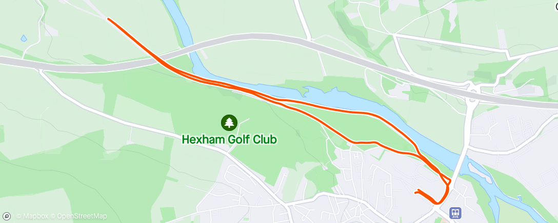 Map of the activity, Slow progressive 4 miles ...2 miles out...2 miles back in Hexham...longest run for 7 weeks.Determined to get fit and fast(er) again.🏃🏃🏃