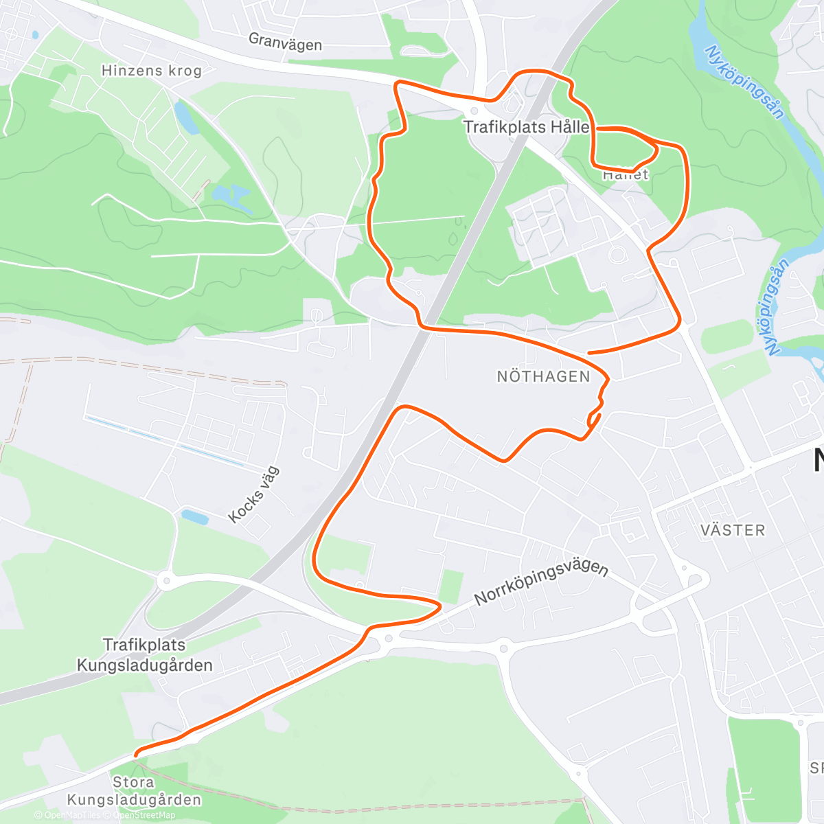 Map of the activity, Afternoon Run