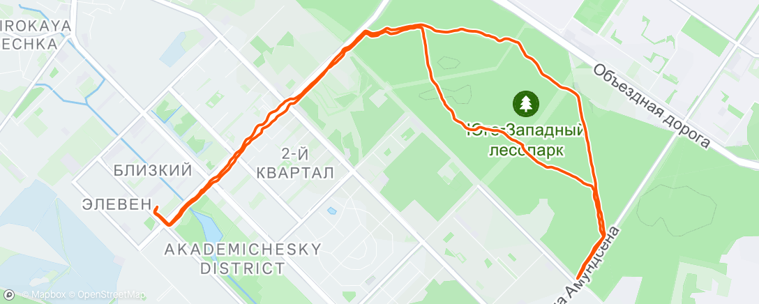 Map of the activity, Ночной забег