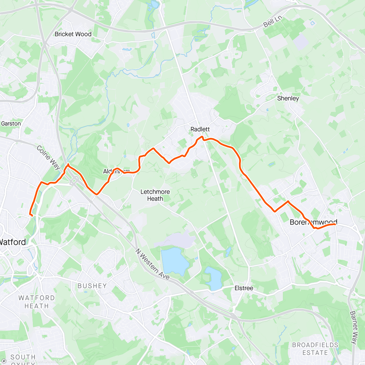 Map of the activity, 1st ride on the £200 commute bike.