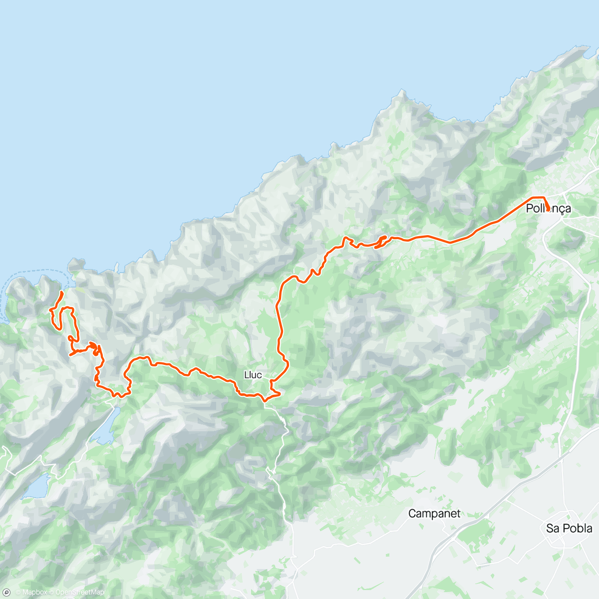 Map of the activity, New PB on Sa Calobra climb 43:42, 1 min 53 seconds quicker