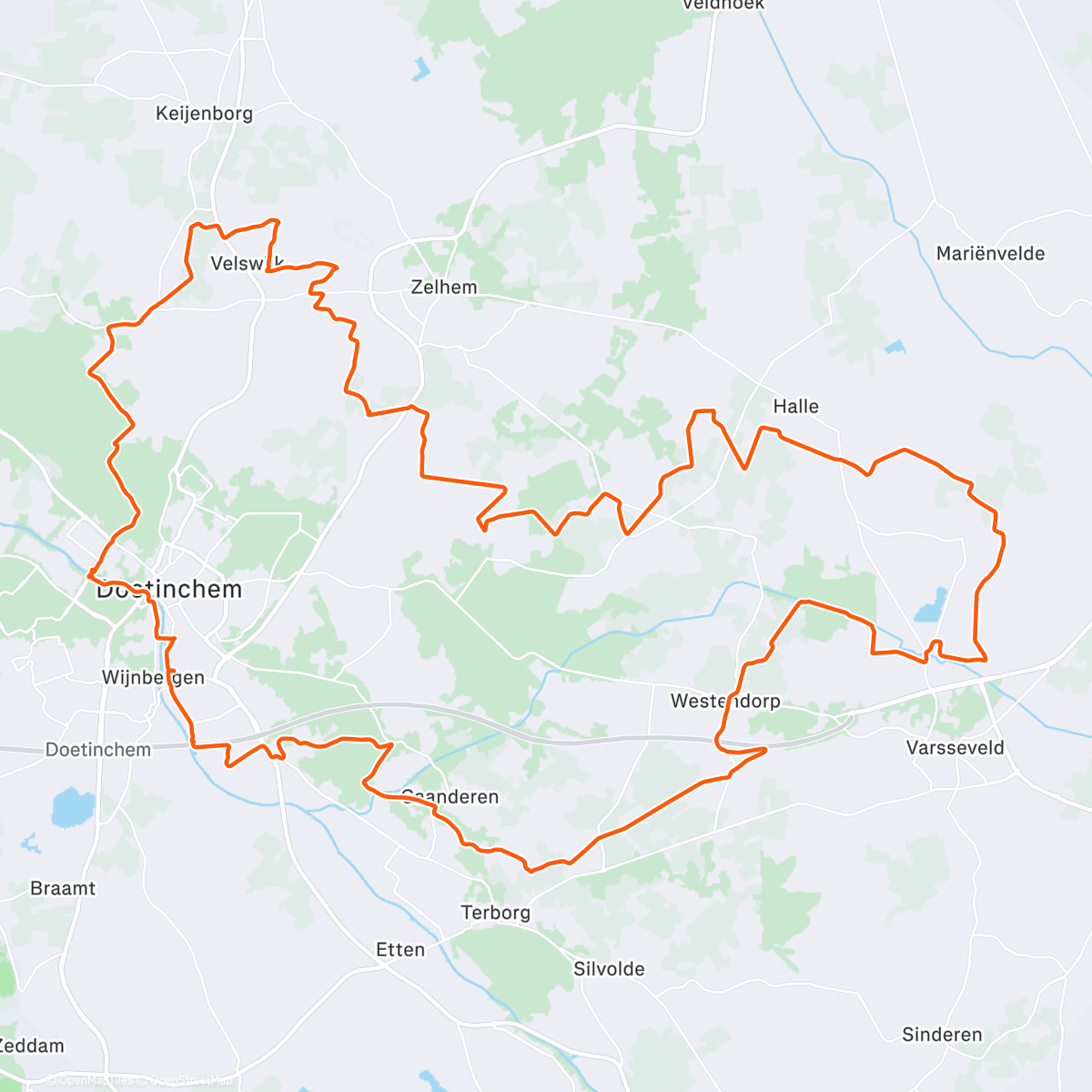 Map of the activity, Gravelen De Zwaluwen Doetinchem