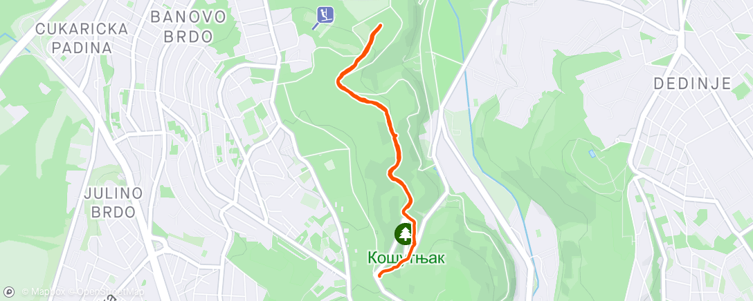 Kaart van de activiteit “Walk - Košutnjak (Кошутњак)”