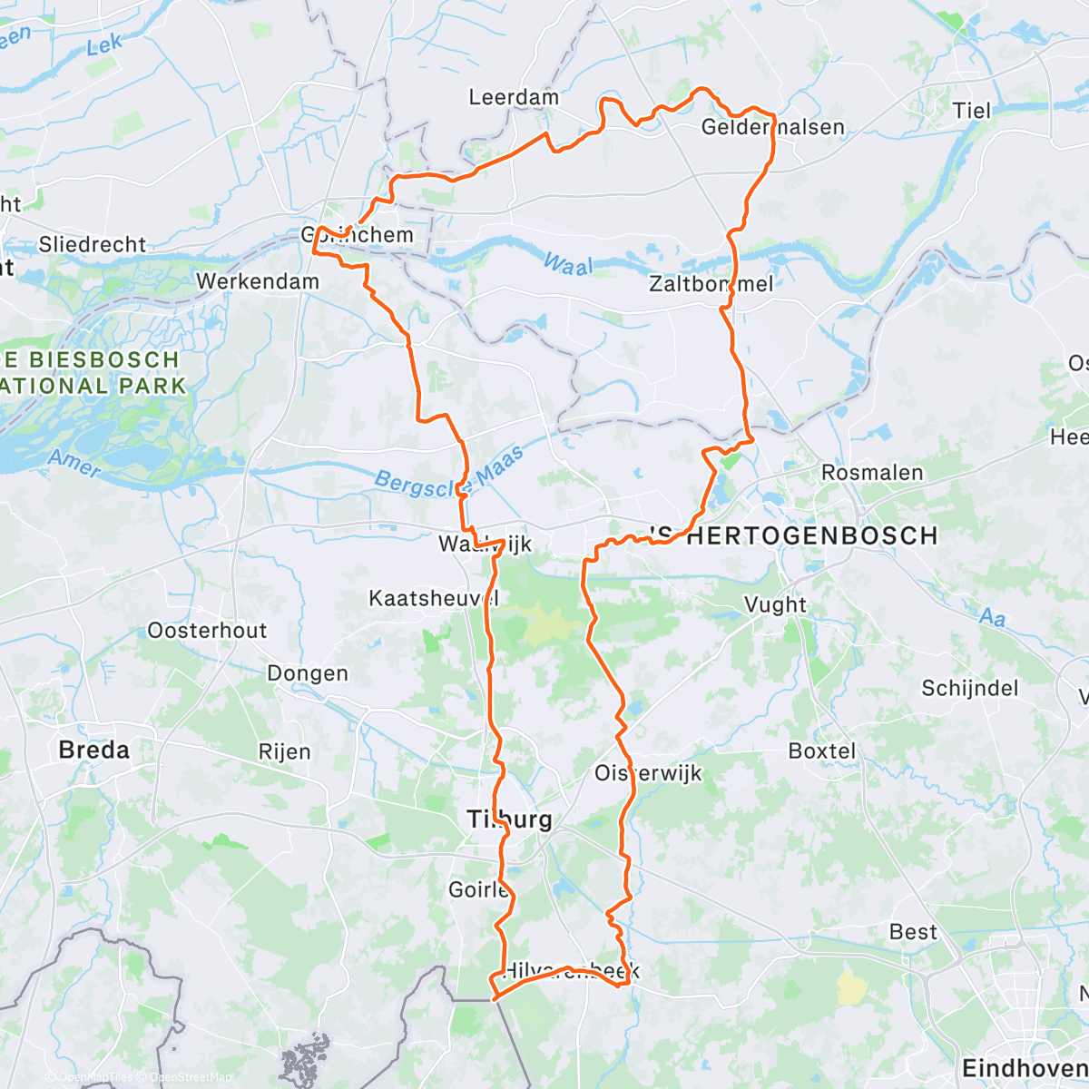 Map of the activity, De “Merry Grenspaal”-rit