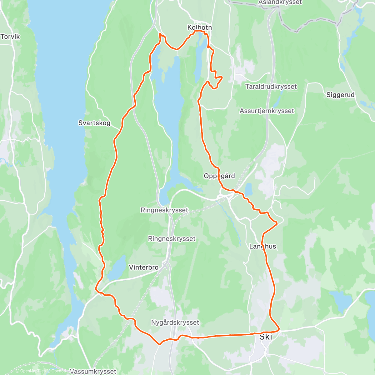 Map of the activity, 7-kirkerunden med Jann og Lars Petter