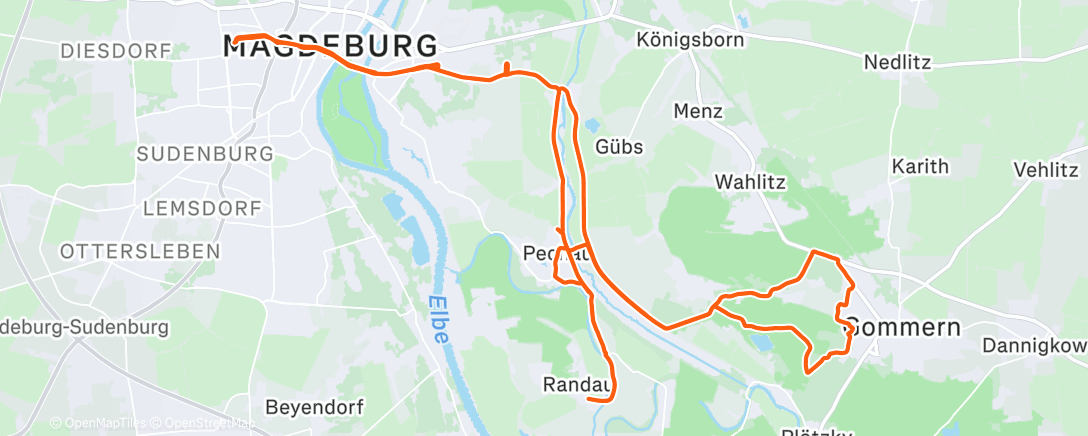 Map of the activity, Mittagsradfahrt