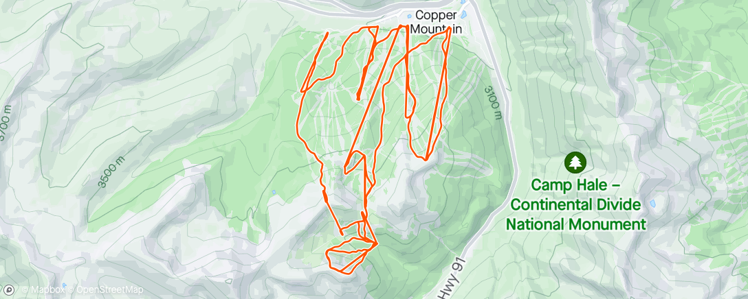 Map of the activity, Slopes - A day skiing at Copper Mountain Resort