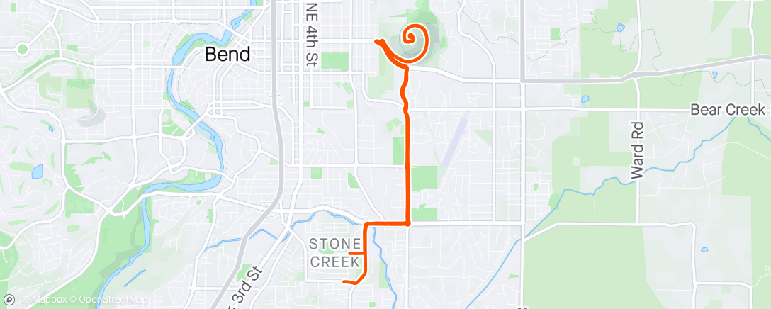 Map of the activity, Shortened coffee ride