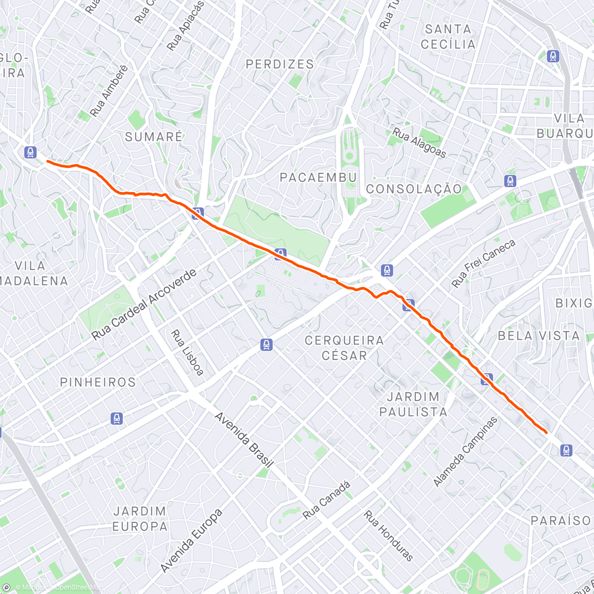 Карта физической активности (De casa a Av. Paulista com Av. Brigadeiro)