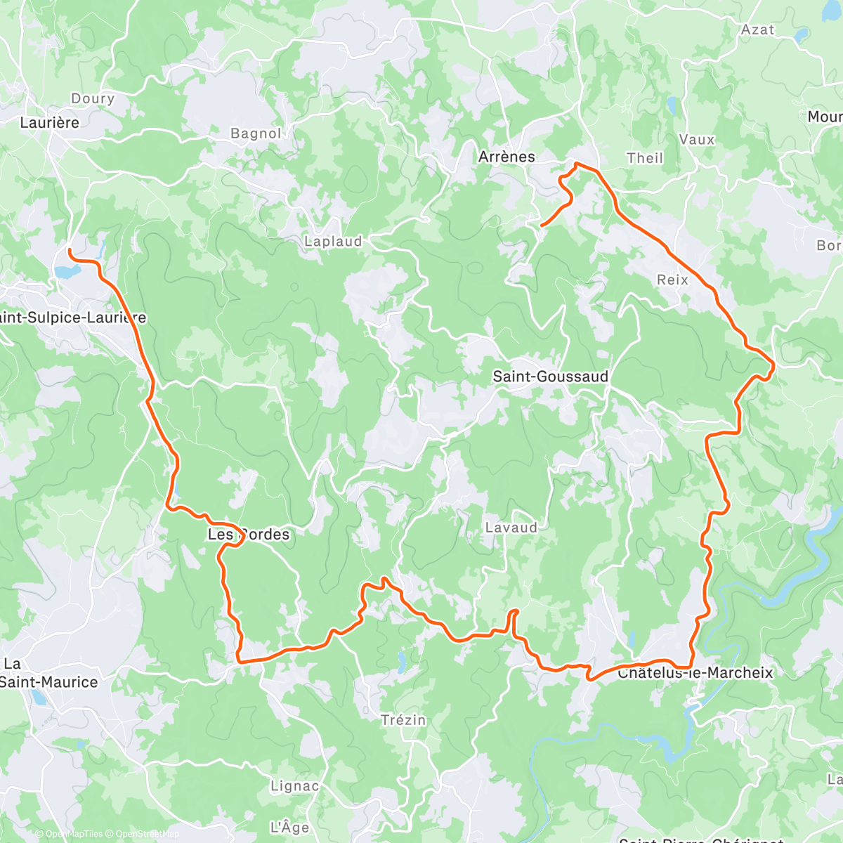 Map of the activity, ROUVY - lAbbaye-Chatelus-St-Sulpice-Lauriere