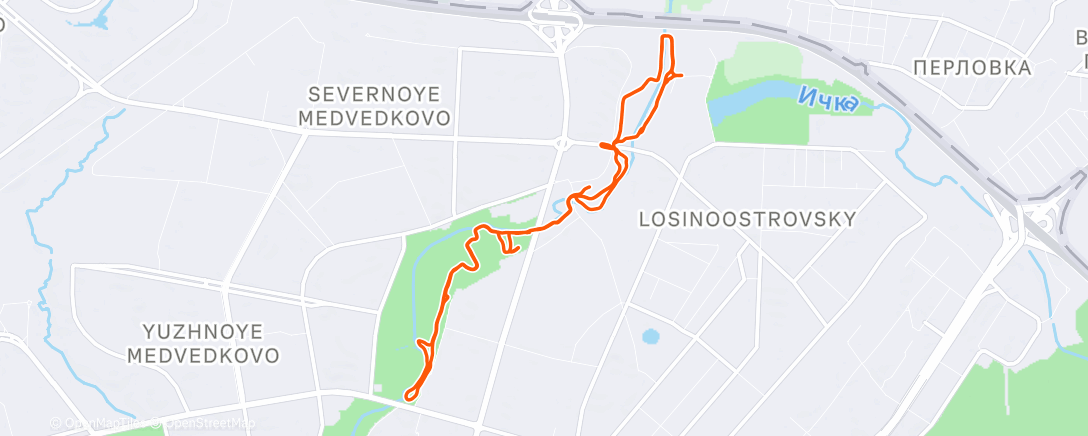 Map of the activity, Вечерний забег