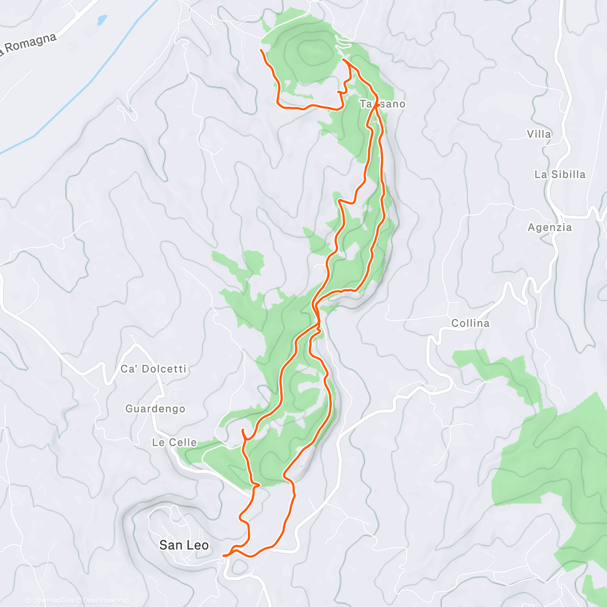 Map of the activity, San Leo loop w/Moka 🐾