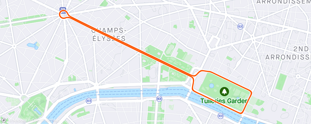 Map of the activity, Zwift - 2x(4x2min) Threshold Fun on Champs-Élysées in Paris