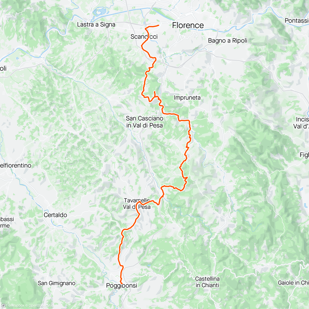 Map of the activity, J6 Toscane gravel Poggibonsi - Florence