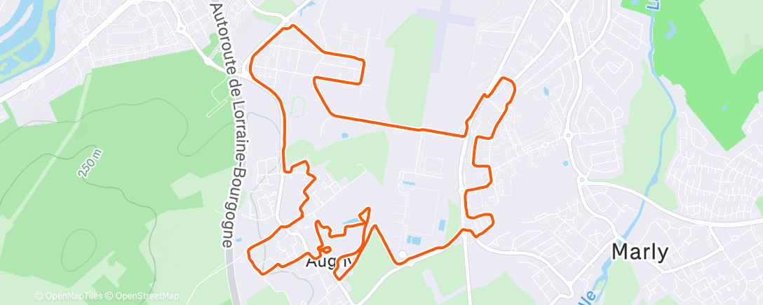 Map of the activity, Course à pied dans l'après-midi