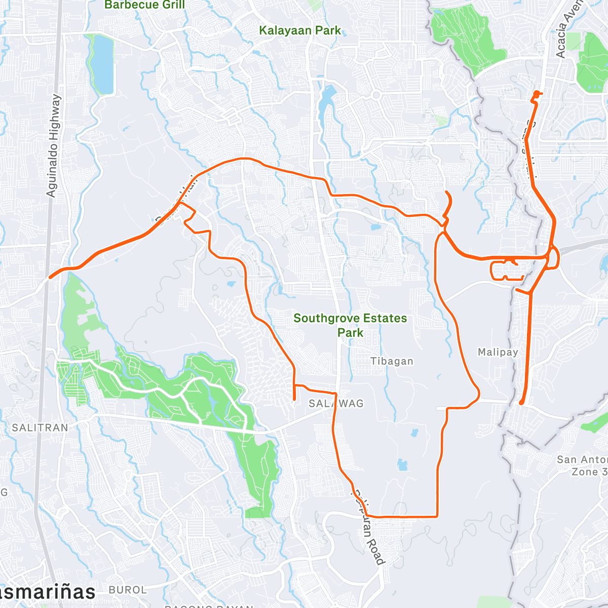 Map of the activity, Sunday Morning Solo Pre-Christmas Ride