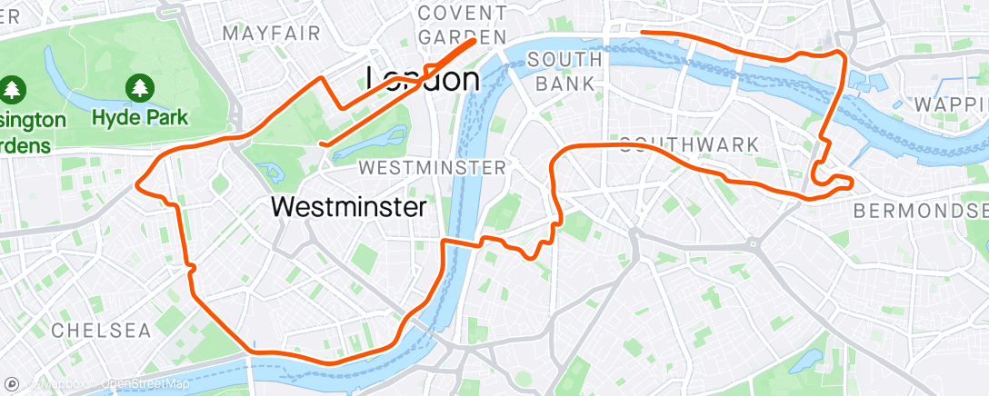 Mapa de la actividad, Zwift - Short hard efforts in London