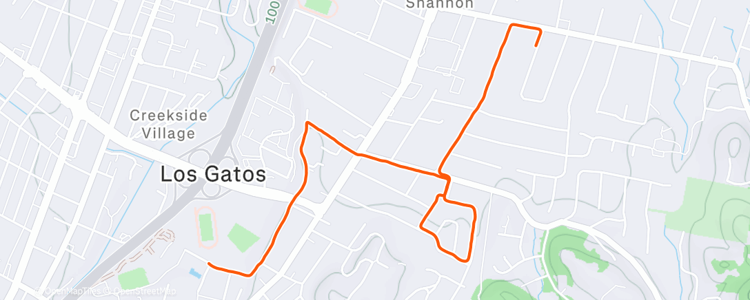 Map of the activity, Afternoon Run