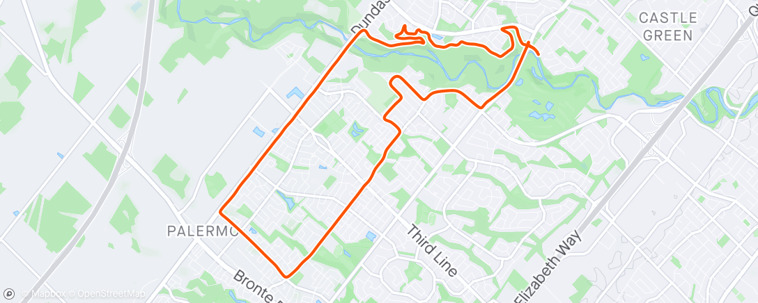 Map of the activity, 🌧️. Hail. 🌞. This run had it all!