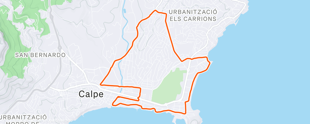 Map of the activity, Rainy run