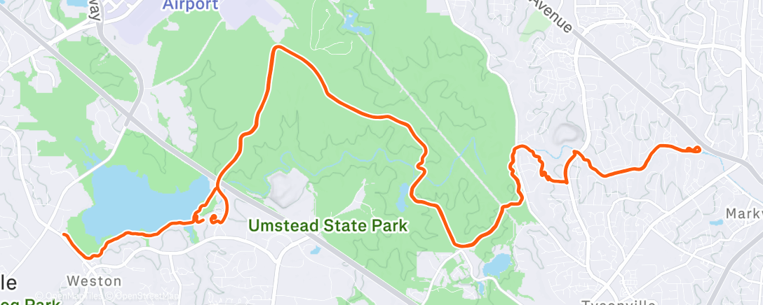 Map of the activity, Umstead+ Crabtree gway on each end